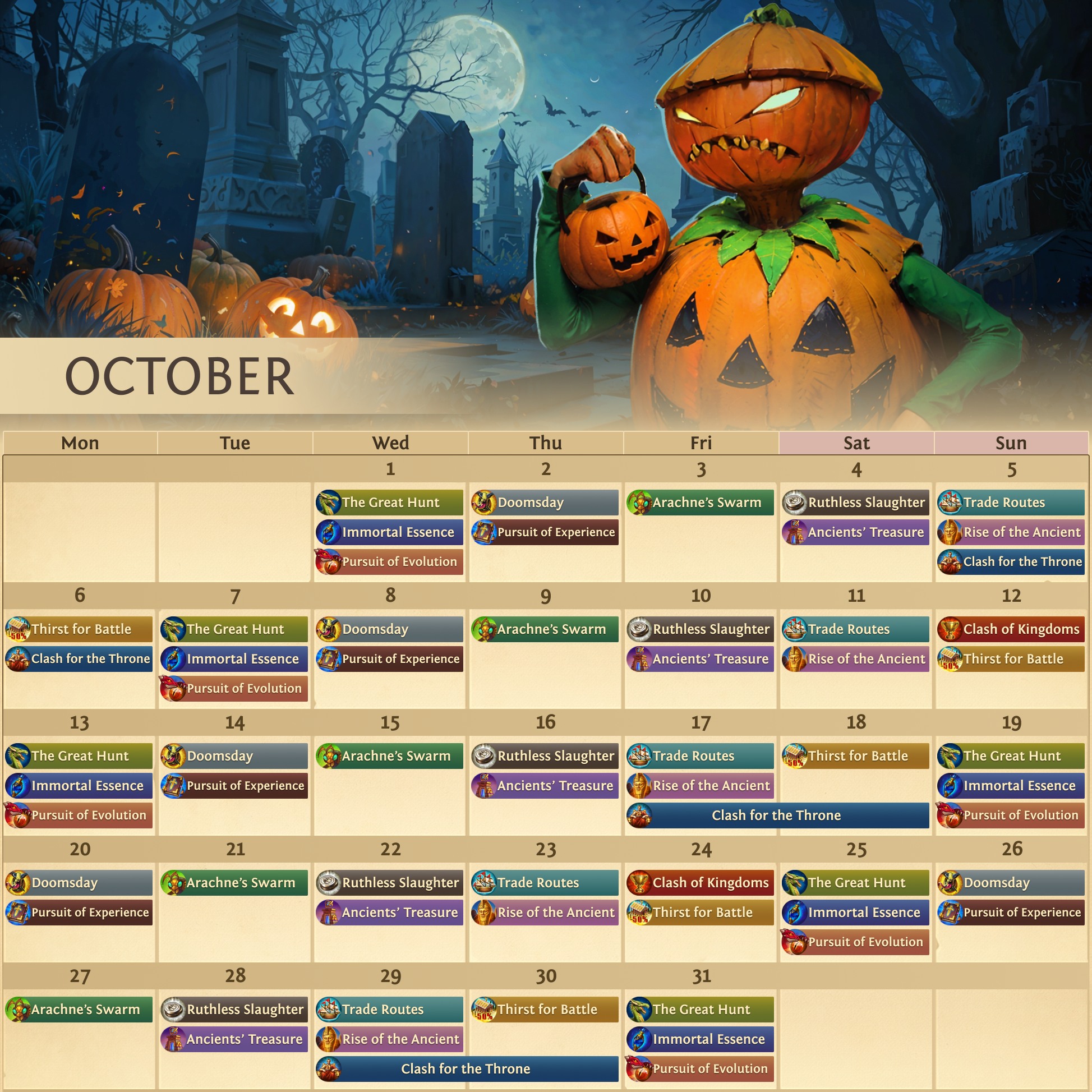 Official Event Calendar - October